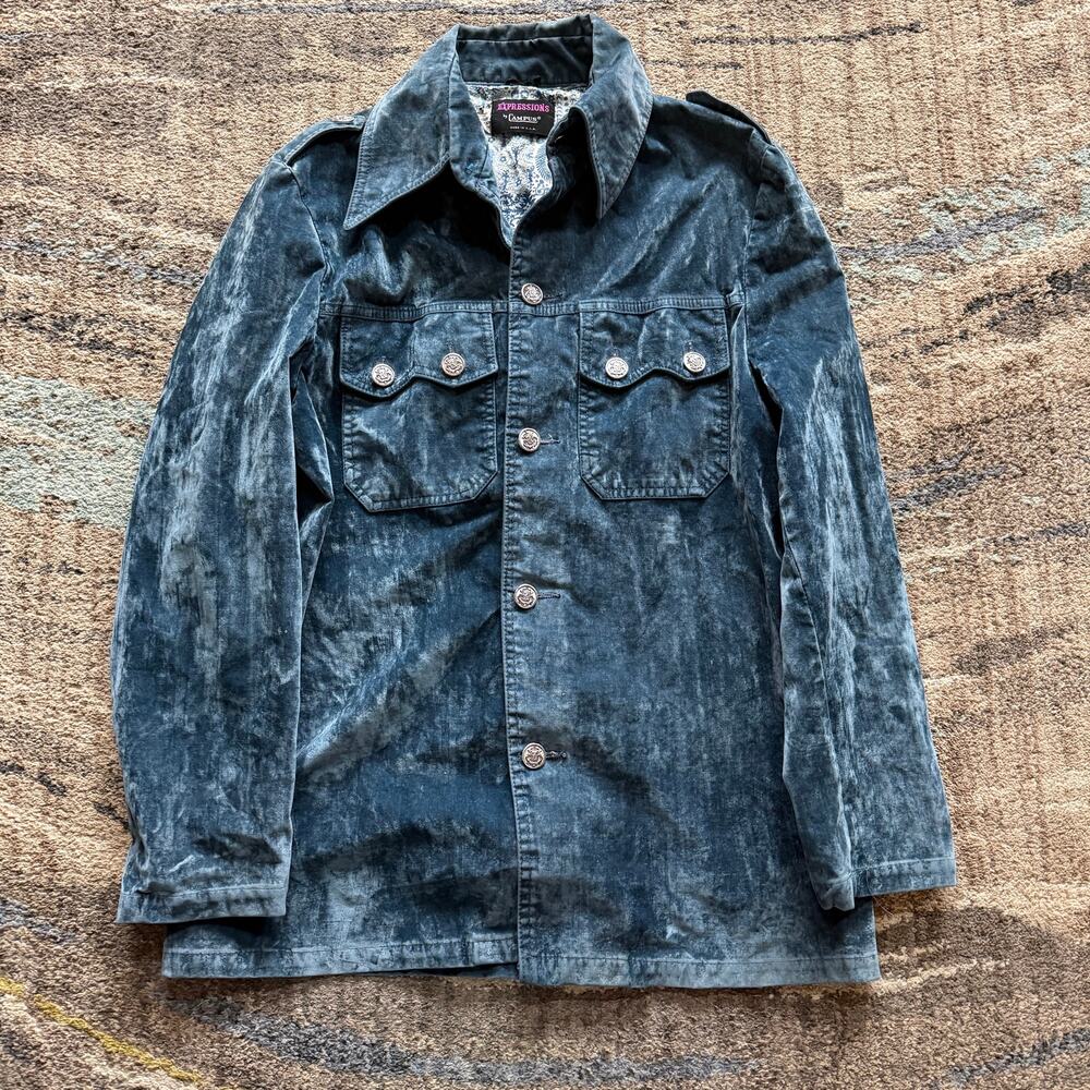 Women's Vintage 70's Expressions By Campus Blue V… - image 1